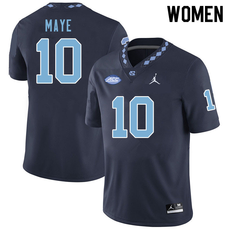 Women #10 Drake Maye North Carolina Tar Heels College Football Jerseys Sale-Navy